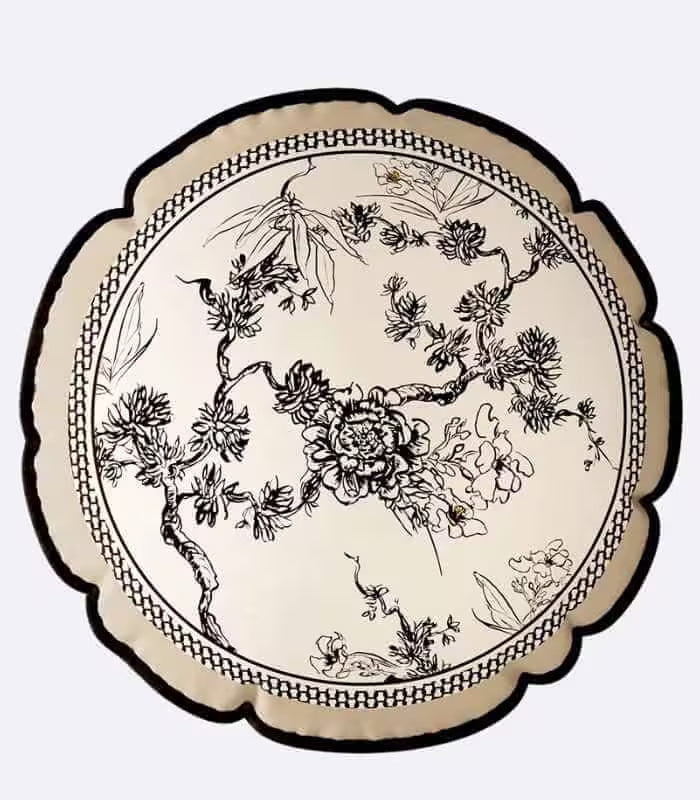 Romantic Cushion Cover Black & White Velvet