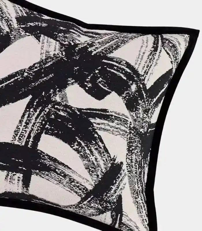 Abstract Brushstroke Jacquard Cushion Cover – Contemporary Monochrome Design