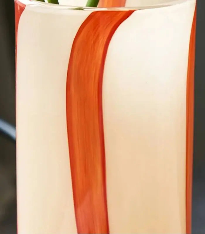 Vianne Handcrafted Glass Vase – Ivory & Terracotta Swirl Cylinder, 2 Sizes