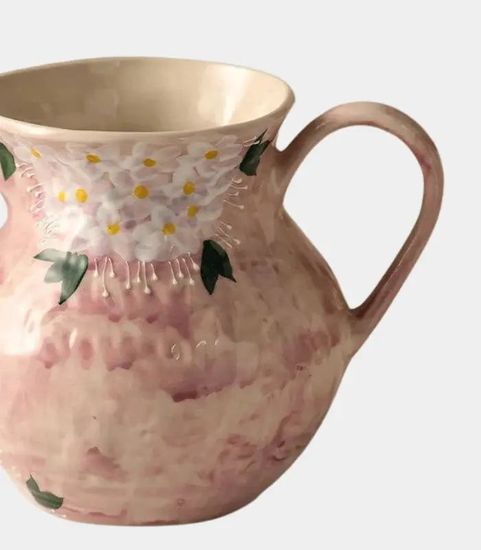 Camille Hand-Painted Ceramic Vase – Pink Daisy Floral, 2 Styles