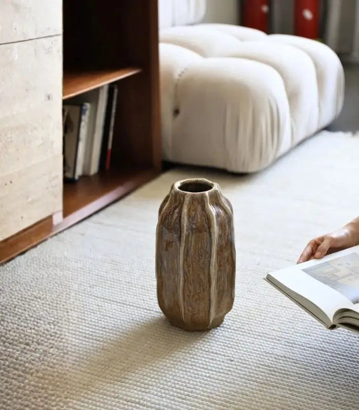 Driftwood Ceramic Vase Collection – Artisan Wood-Effect Design