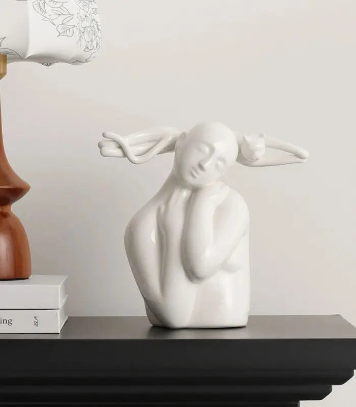 Whispering Muse Resin Sculpture - Elegant Abstract Home Decor 28 cm