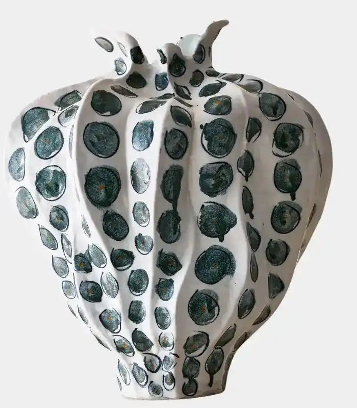 Augusta Ceramic Vase – Hand-Painted Spotted Design 32cm
