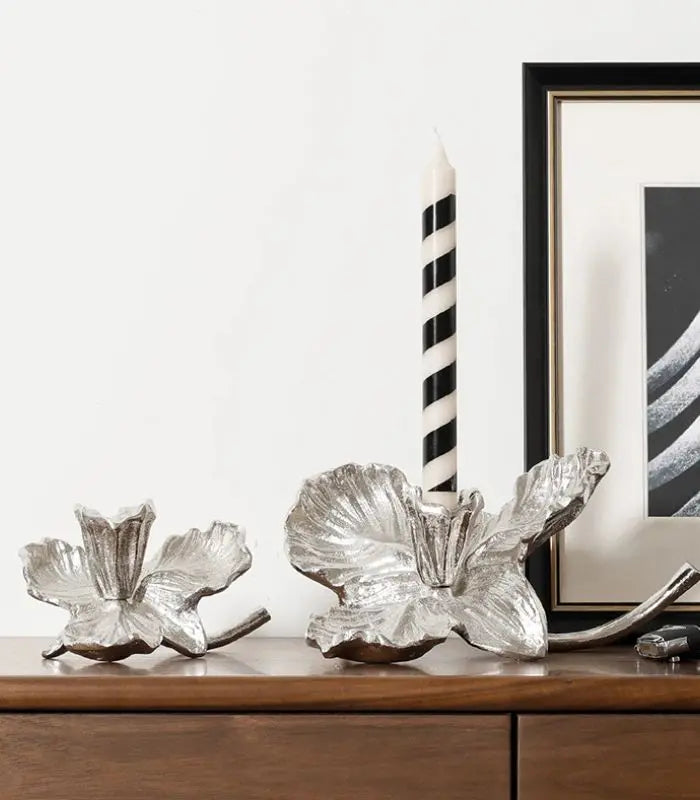 Orchid Bloom Candle Holder – Cast Aluminum Design