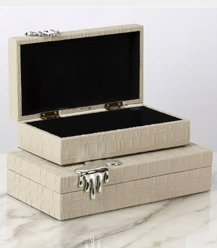 Leather Jewelry Box with Gold Drip Accent - Elegant Storage (2 Sizes)