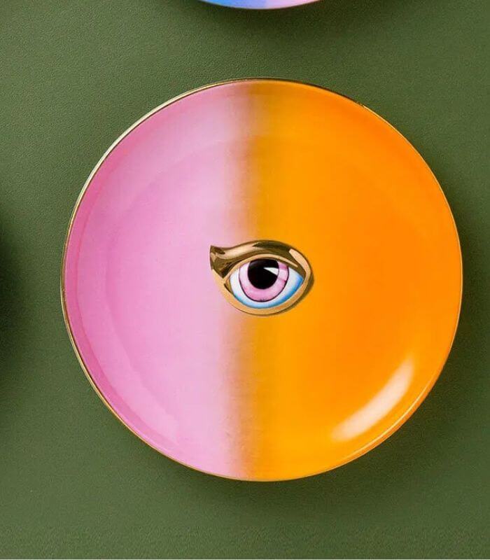 Trinket Dish Eye Jewelry Dish Ceramic Round Decorative Plate 15.5 cm