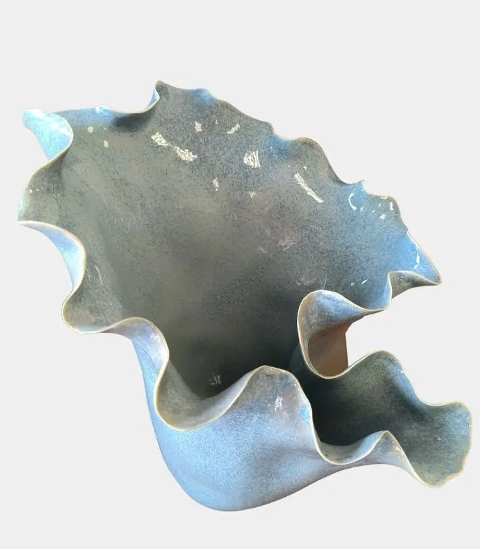 Azure Porcelain Vase – Handcrafted Floral Form 29.5 cm Blue