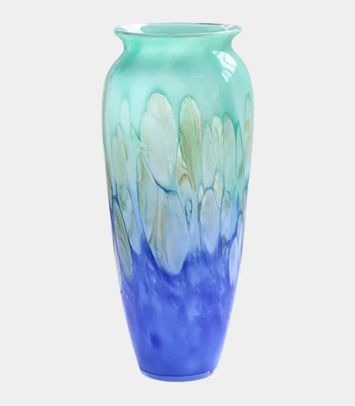 Laguna Handcrafted Glass Vase – Ombré Gradient from Turquoise to Sapphire 35 cm  (13.78 in)