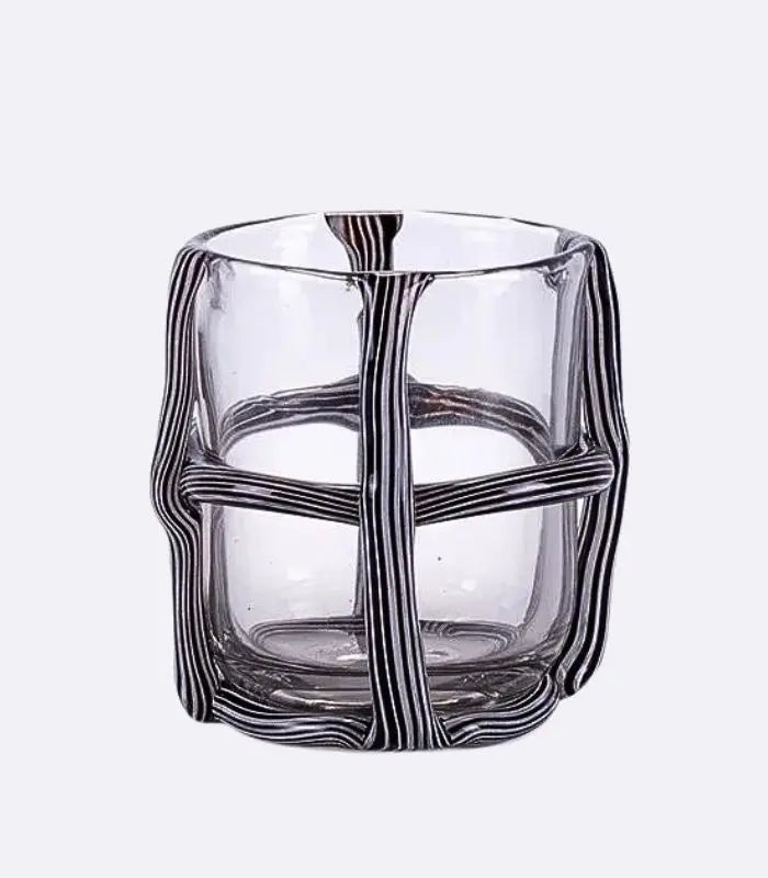 Artisan Hand Blown Glass Vases - Sculptural Elegance Black and White