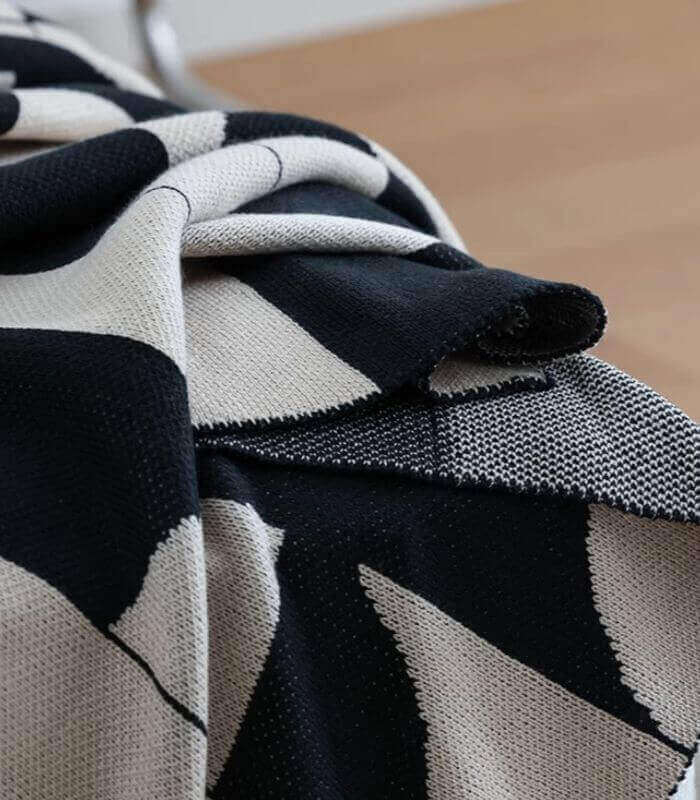 Geometric Harmony Knit Throw Blanket Modern Acrylic Knit Throw Blanket - Black and Beige