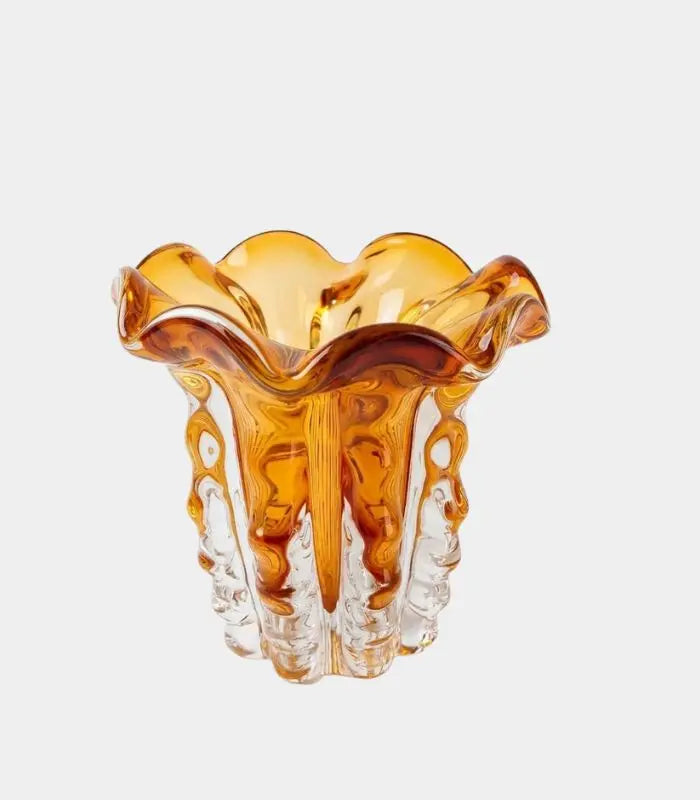 The Deco Amber Glass Vase Tabletop Vase