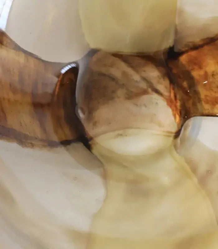 Decorative Bowl - Amber Swirl Handcrafted Glass 27.7 cm