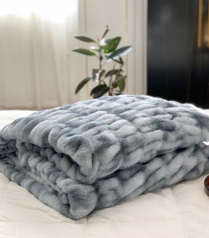 Faux Fur Throw Blanket Decorative Large Blue