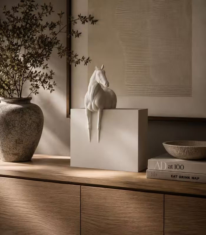 Beaumont Horse Sculpture – Matte White Figurative Décor, 2 Styles Resin