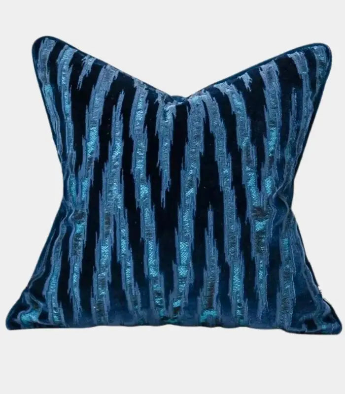 Velvet Floral Garden Cushion Cover Velvet Embroidery Blue
