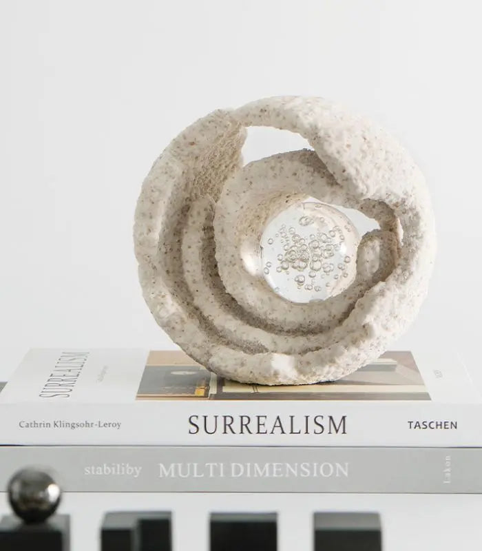 Nautilus Spiral Decorative Sculpture with Crystal Sphere 17.5cm / 6.9"