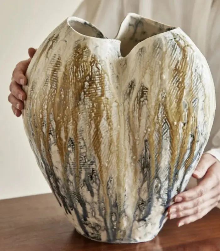 Winslow Handcrafted Ceramic Vase – Hand-Painted Earth-Tone Sculptural Vessel