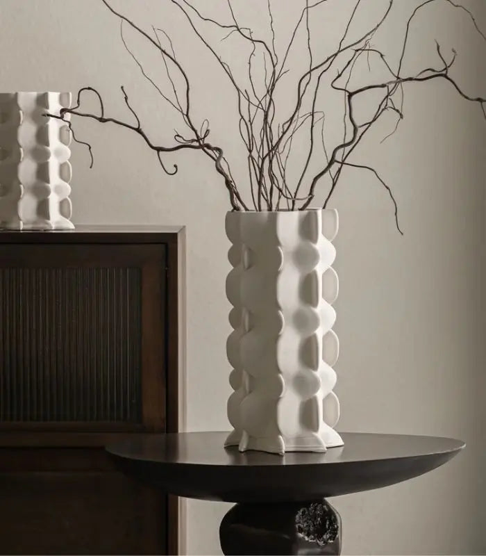 Mirabelle White Ceramic Vase – Contemporary Scalloped Design