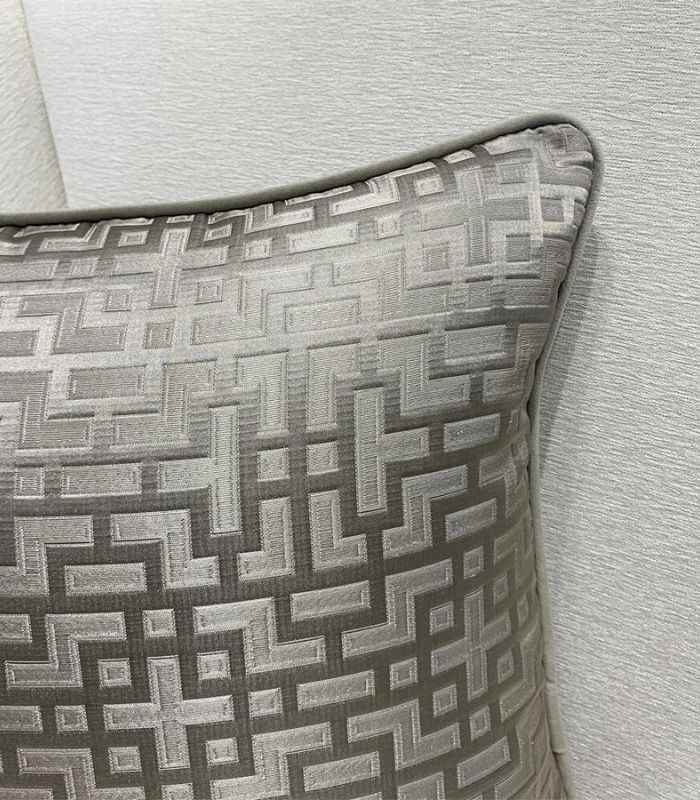 Geometric Cushion Cover Fernwood Jacquard Velvet Woven Grey