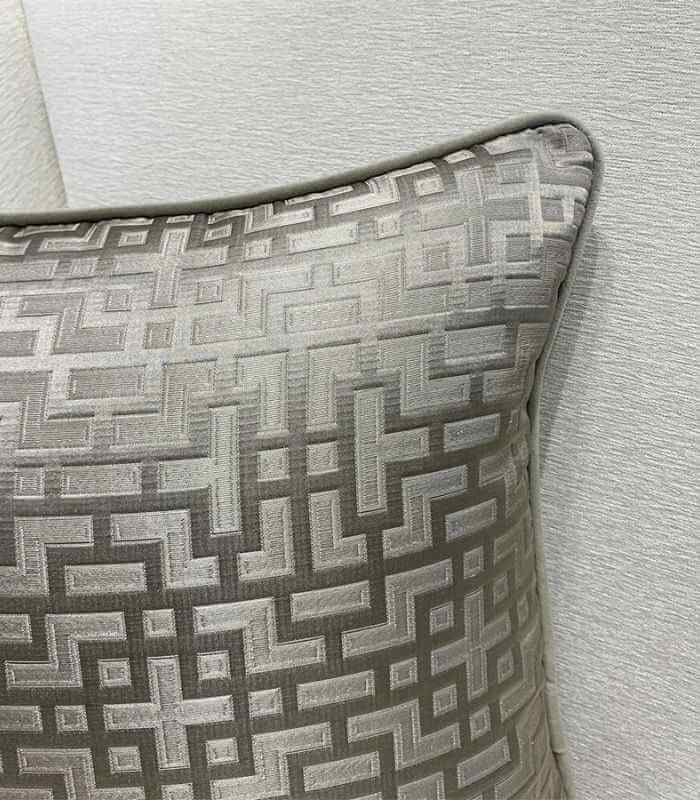 Geometric Cushion Cover Fernwood Jacquard Velvet Woven Grey