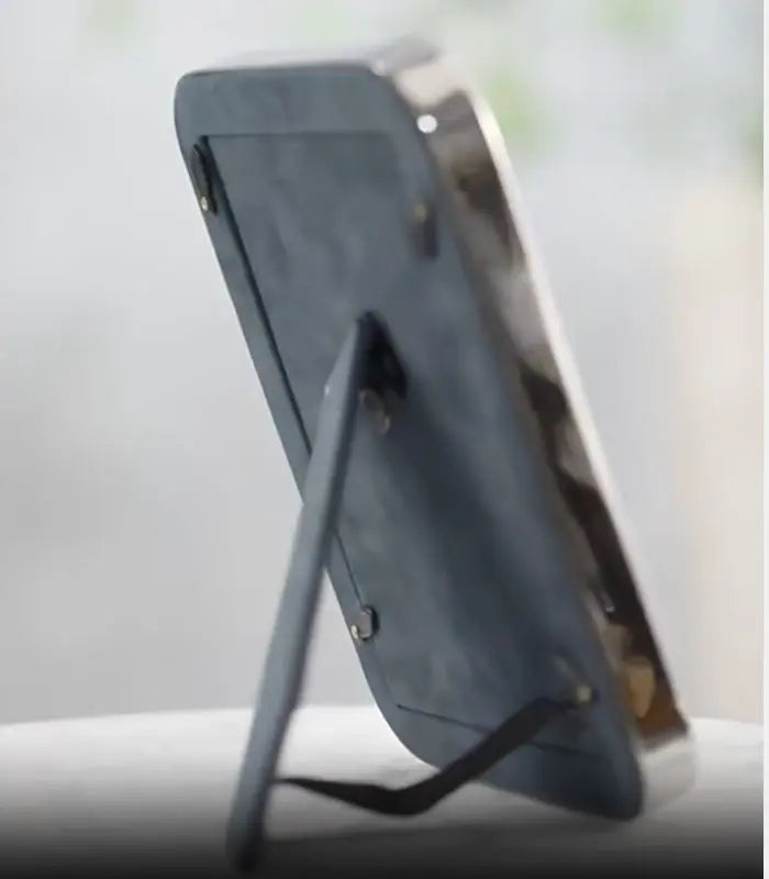 Harrington Textured Photo Frame – Cream Faux Leather with Stainless Steel Trim