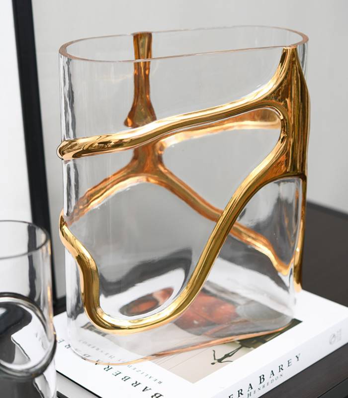 Elegant Gold Stem Glass Vase