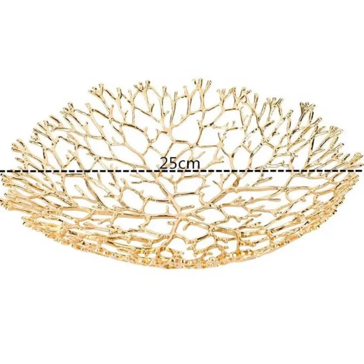 Fruit Bowl Decorative Plate Metal Gold 25cm