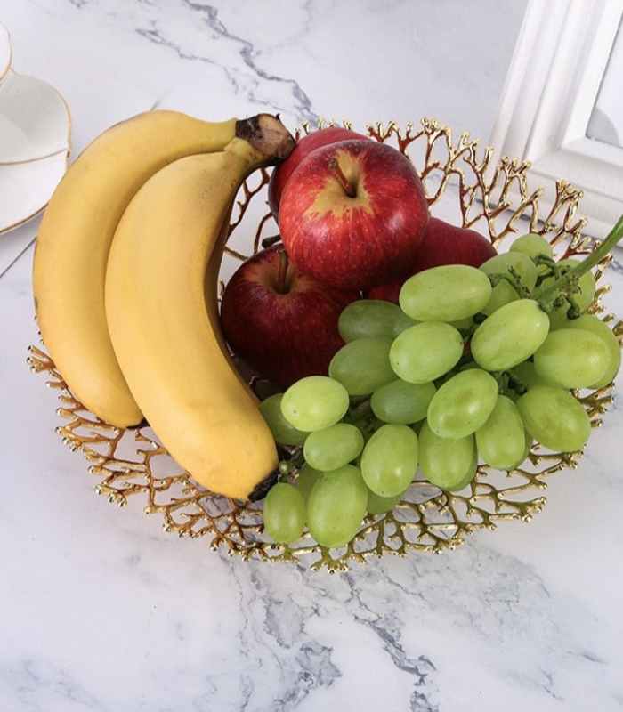 Fruit Bowl Decorative Plate Metal Gold 25cm