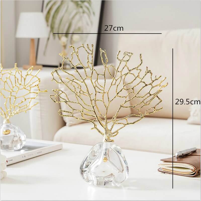 Decorative Coral Crystal Metal Golden