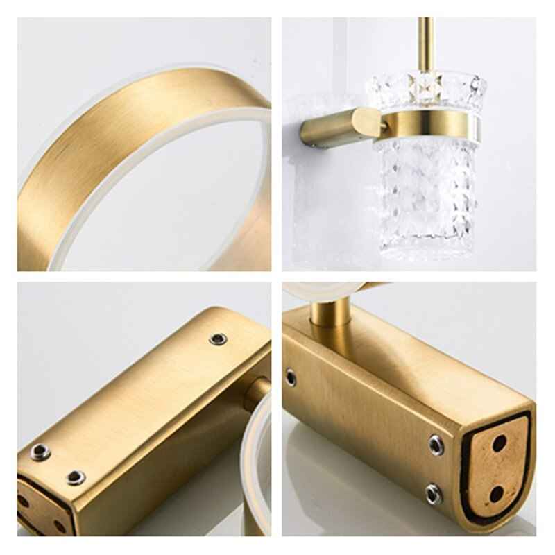 Wall Mounted Toilet Brush Holder Set Stainless Steel Brushed Gold