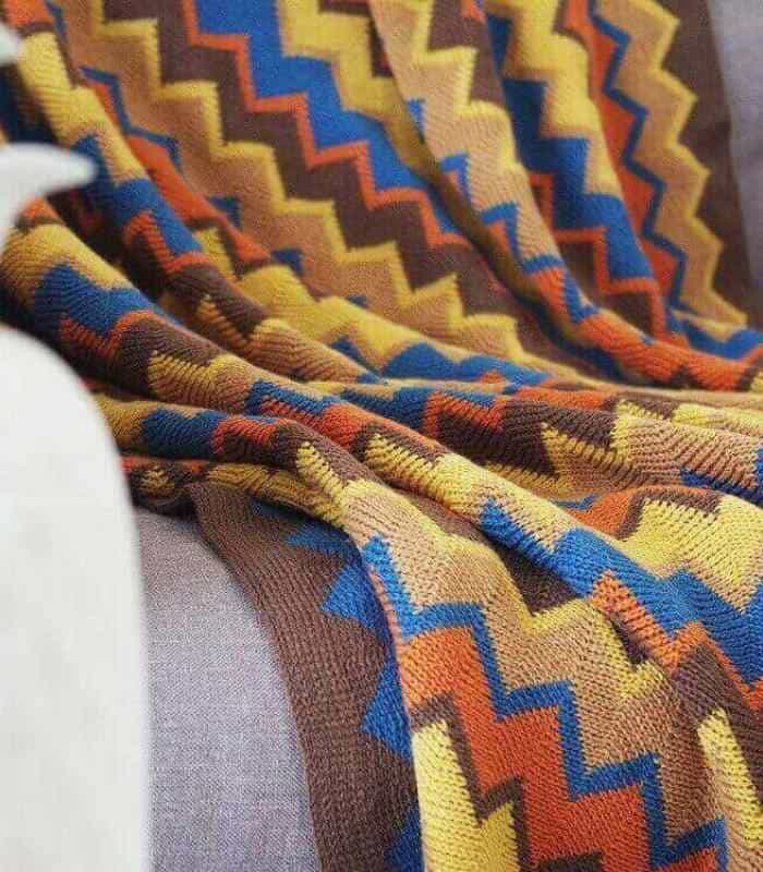 Bohemian Throw Blanket Chevron Pattern Acrylic 130x220cm