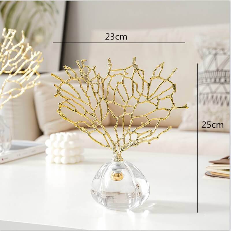 Decorative Coral Crystal Metal Golden