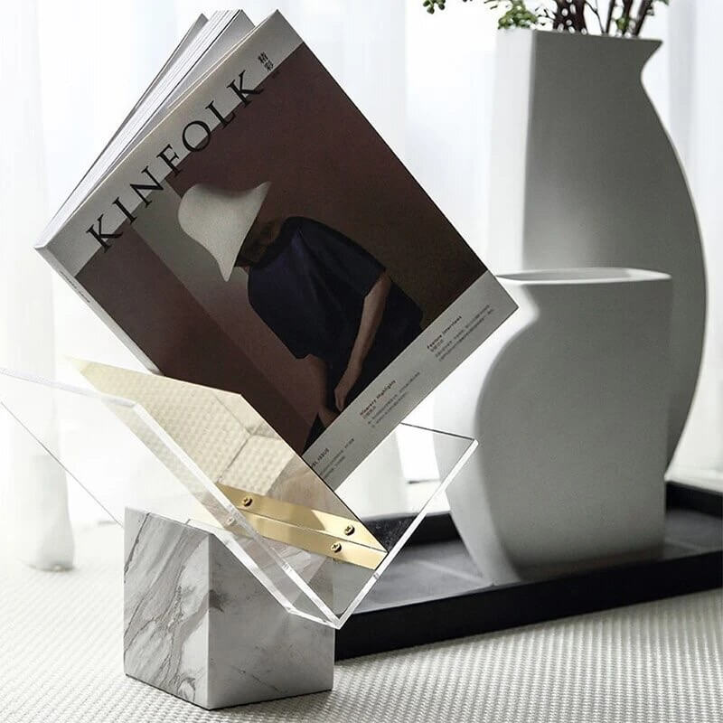 Decorative Desktop Book Stand Marble and Acrylic 2.6 kg