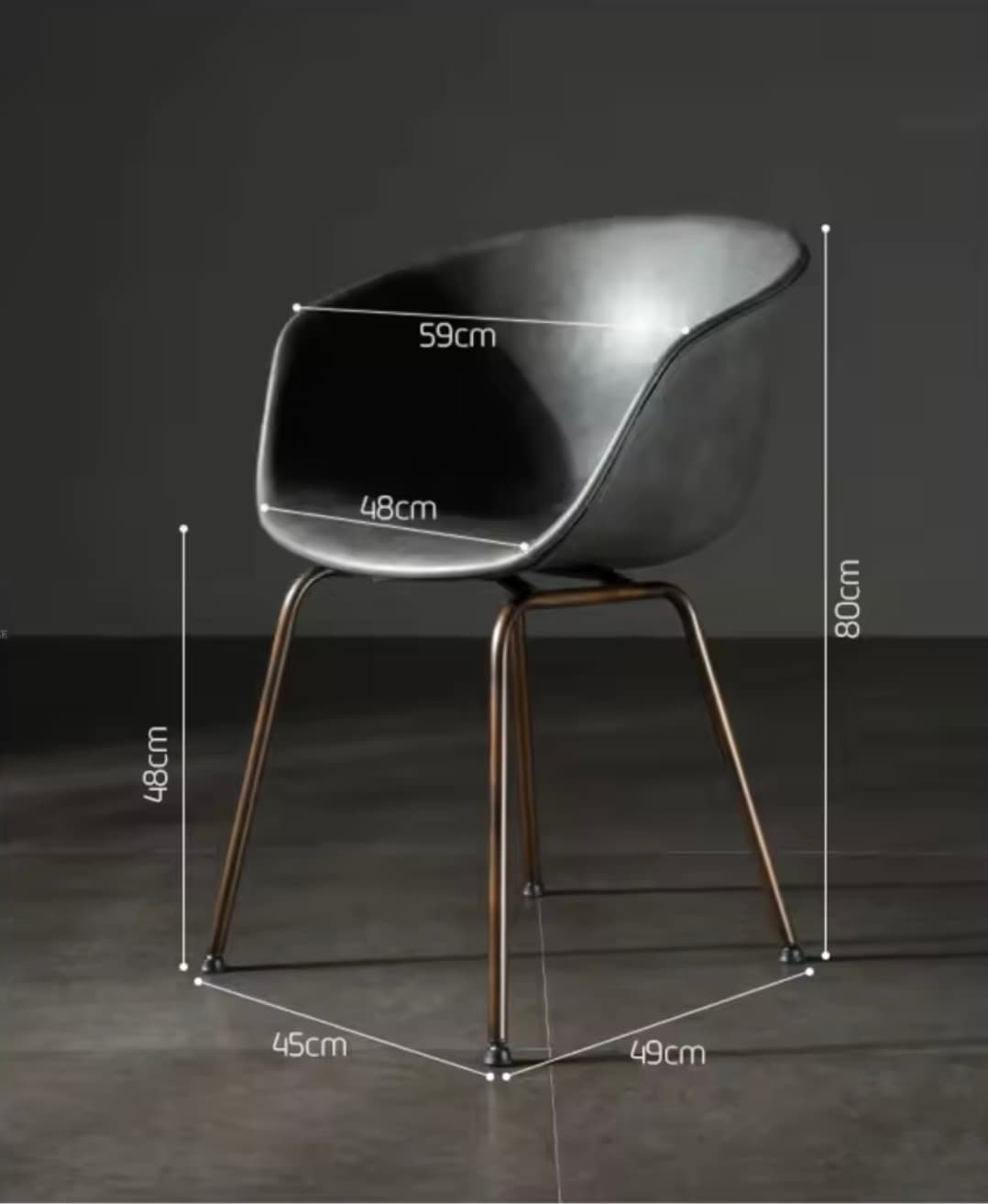 Modern Leather Dining Armchair 80cm