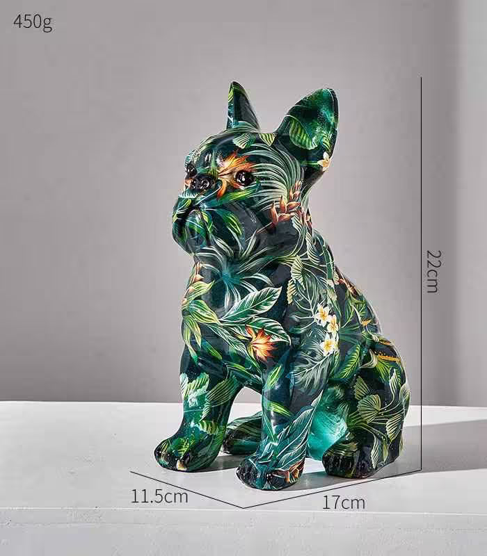 French Bulldog Sculpture Graffiti Style Living Room Decoration Resin