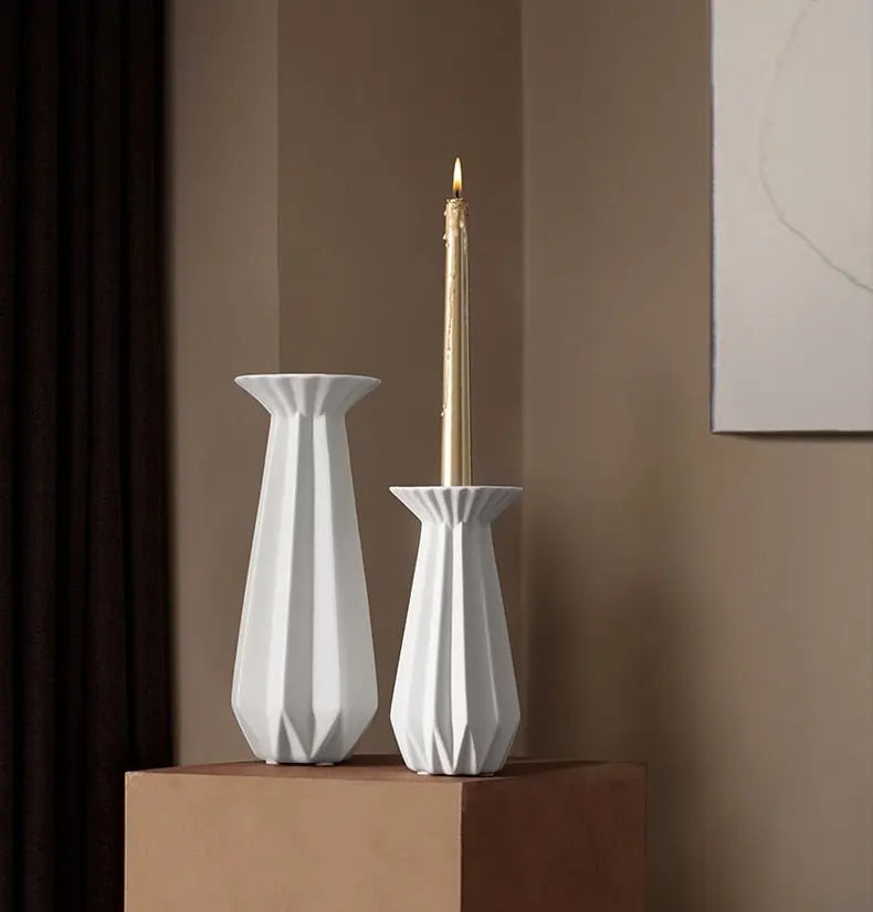 Candel Holder Pillar Porcelain White