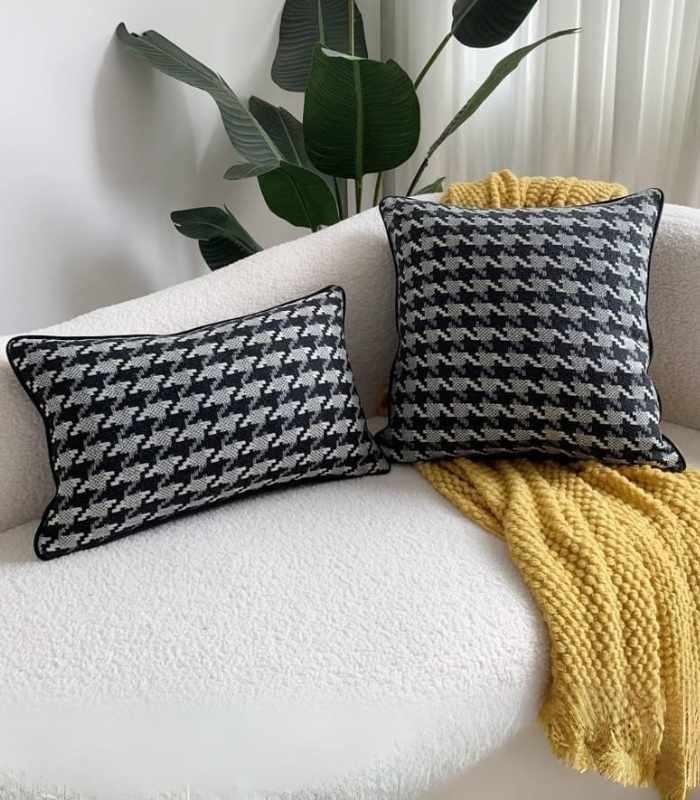 Houndstooth Cushion Cover Pillow Case Woven