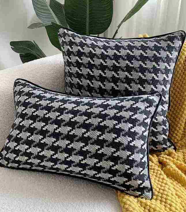 Houndstooth Cushion Cover Pillow Case Woven
