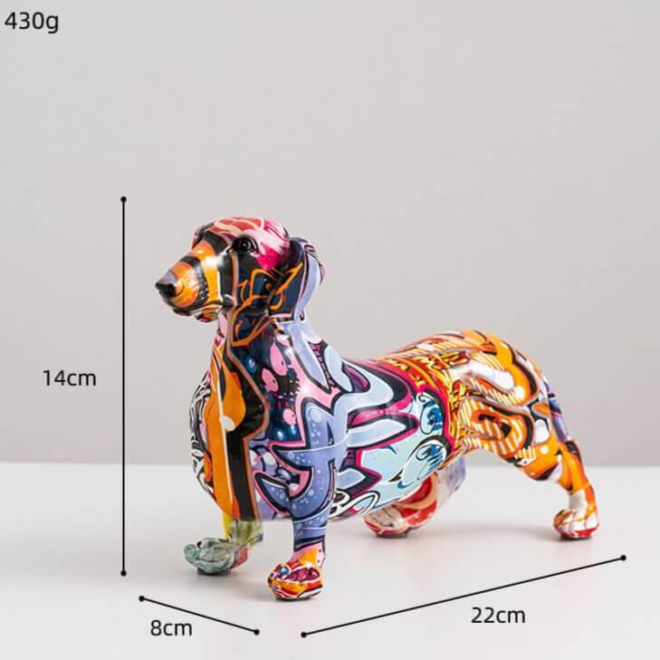 Dachshund Sculpture Graffiti Style Living Room Decoration Resin