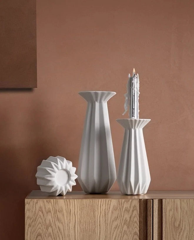 Candel Holder Pillar Porcelain White