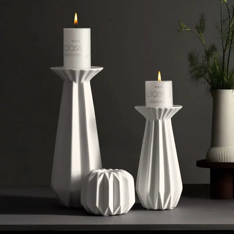 Candel Holder Pillar Porcelain White