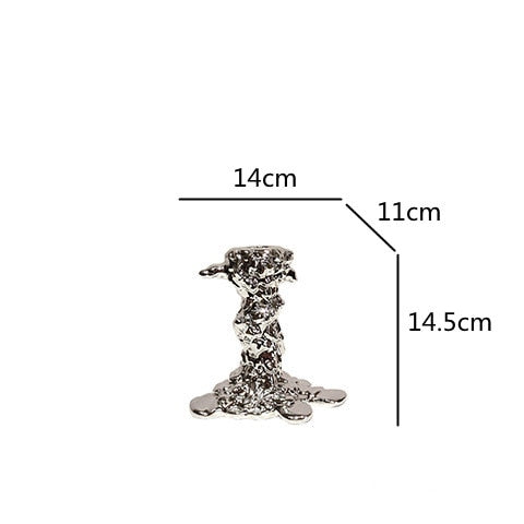 Candlestick Candle Holder Silver Drip Resin