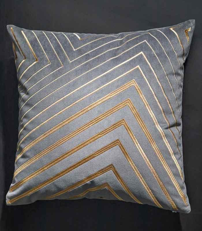 Paddy Velvet Cushion Cover with Gold Embroidery