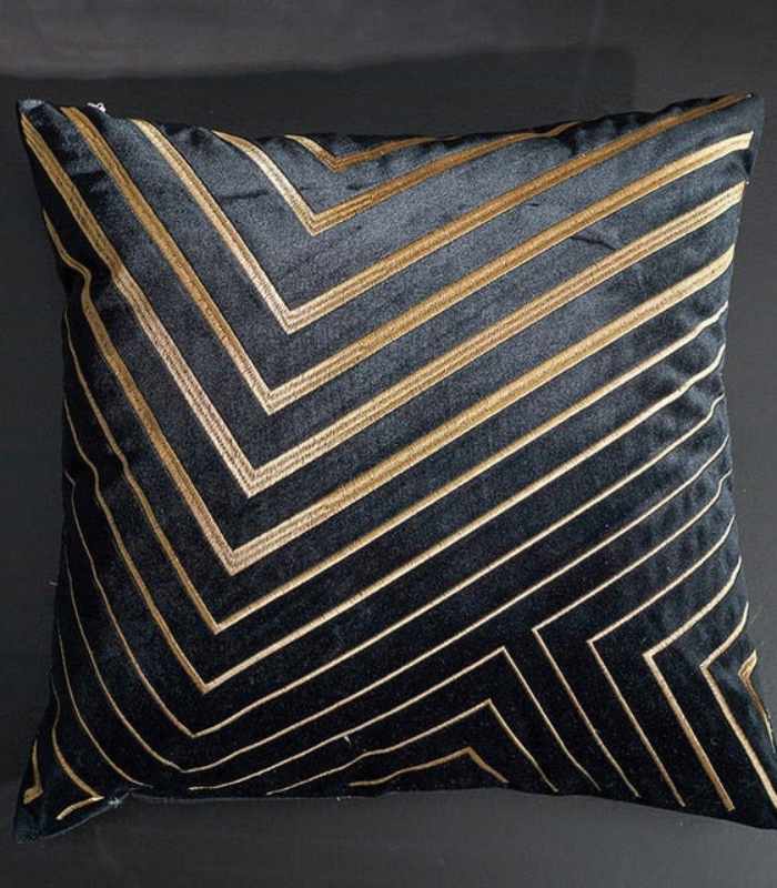 Paddy Velvet Cushion Cover with Gold Embroidery