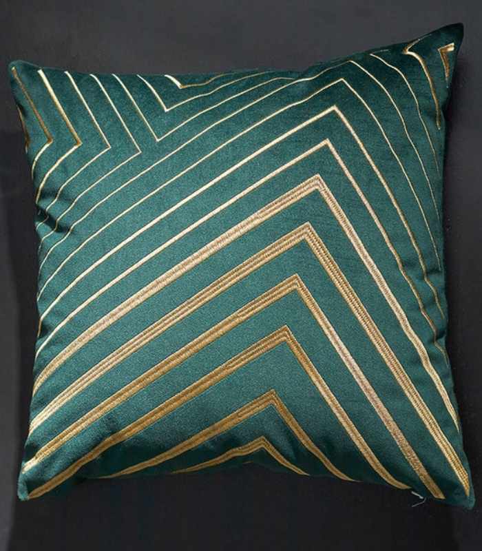 Paddy Velvet Cushion Cover with Gold Embroidery