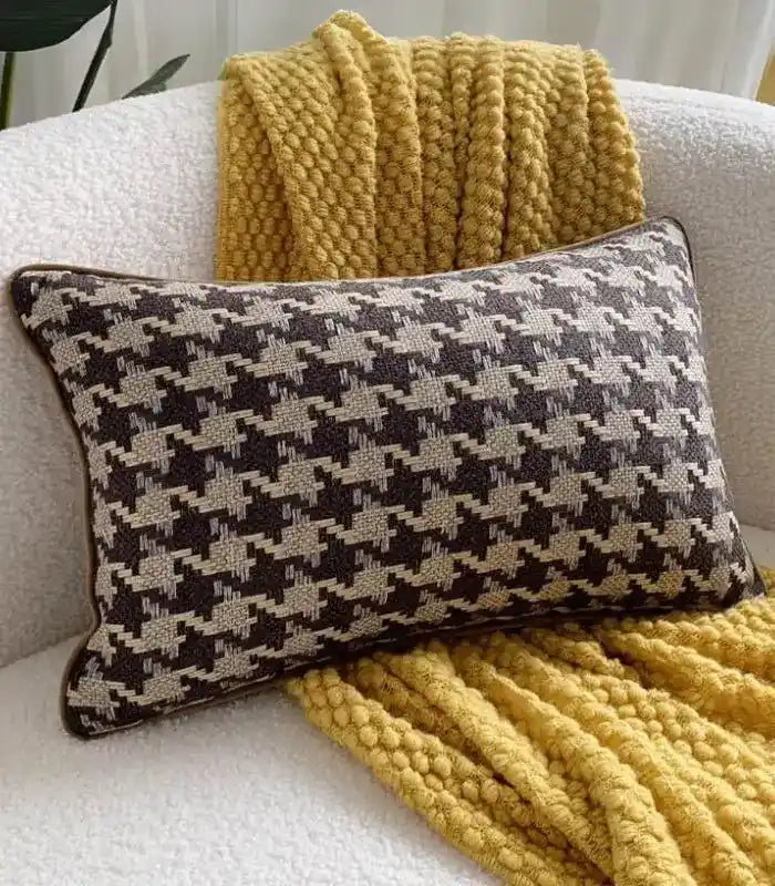 Houndstooth Cushion Cover Pillow Case Woven