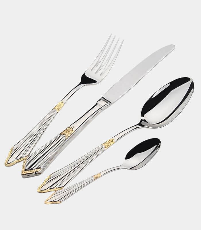 24 Pcs Raffaello Flatware Cutlery Set Silver & Gold