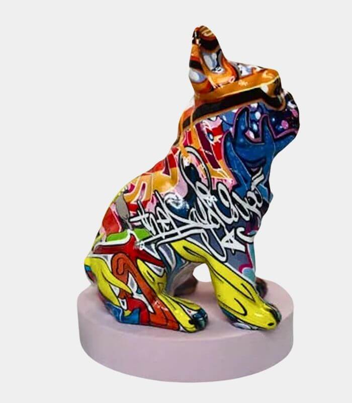 French Bulldog Sculpture Graffiti Style Living Room Decoration Resin