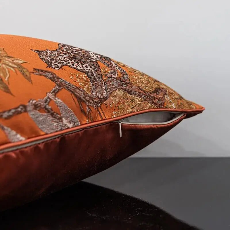 Cushion Cover Wild Life Pillow Case Embroidered Jacquard