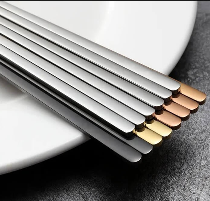 Set of 10 Pairs Stainless Steel Chopsticks